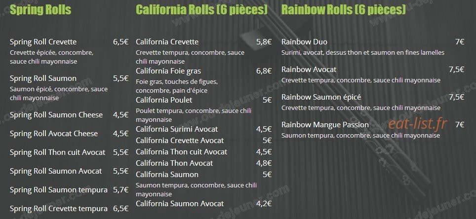 Make sushi — carte page 2