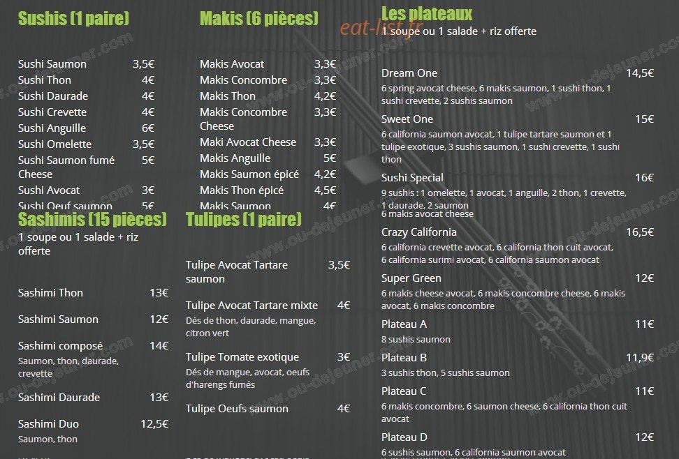 Make sushi — carte page 1