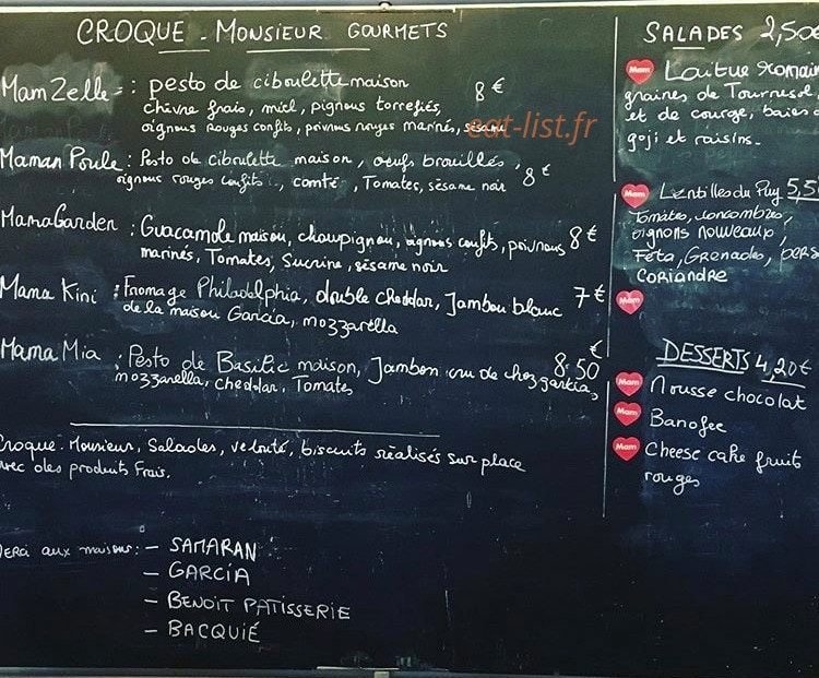 Mam StreetFood — carte page 1
