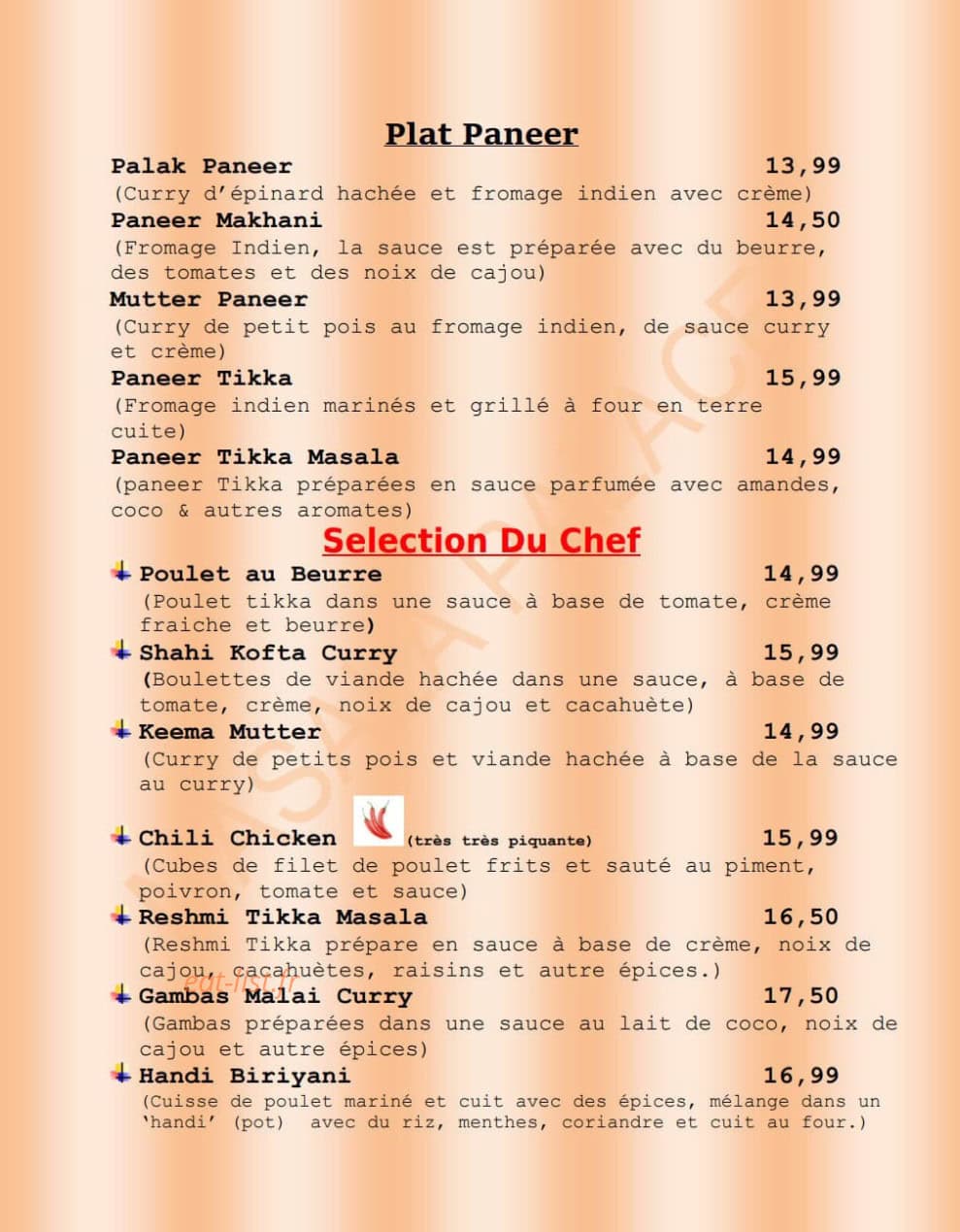 Masala Palace — carte page 4
