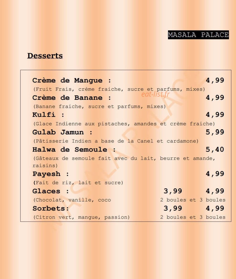 Masala Palace — carte page 6