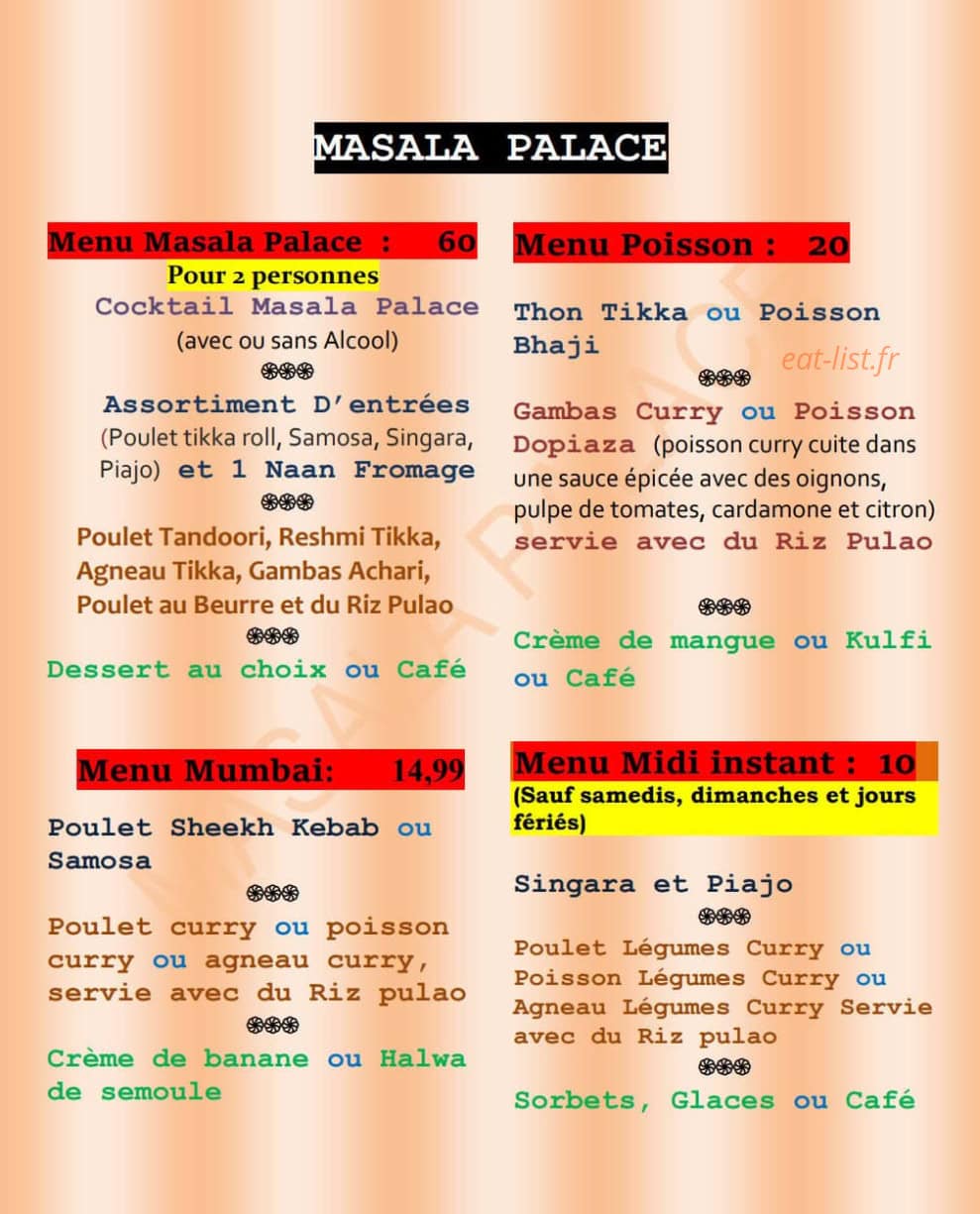Masala Palace — carte page 7