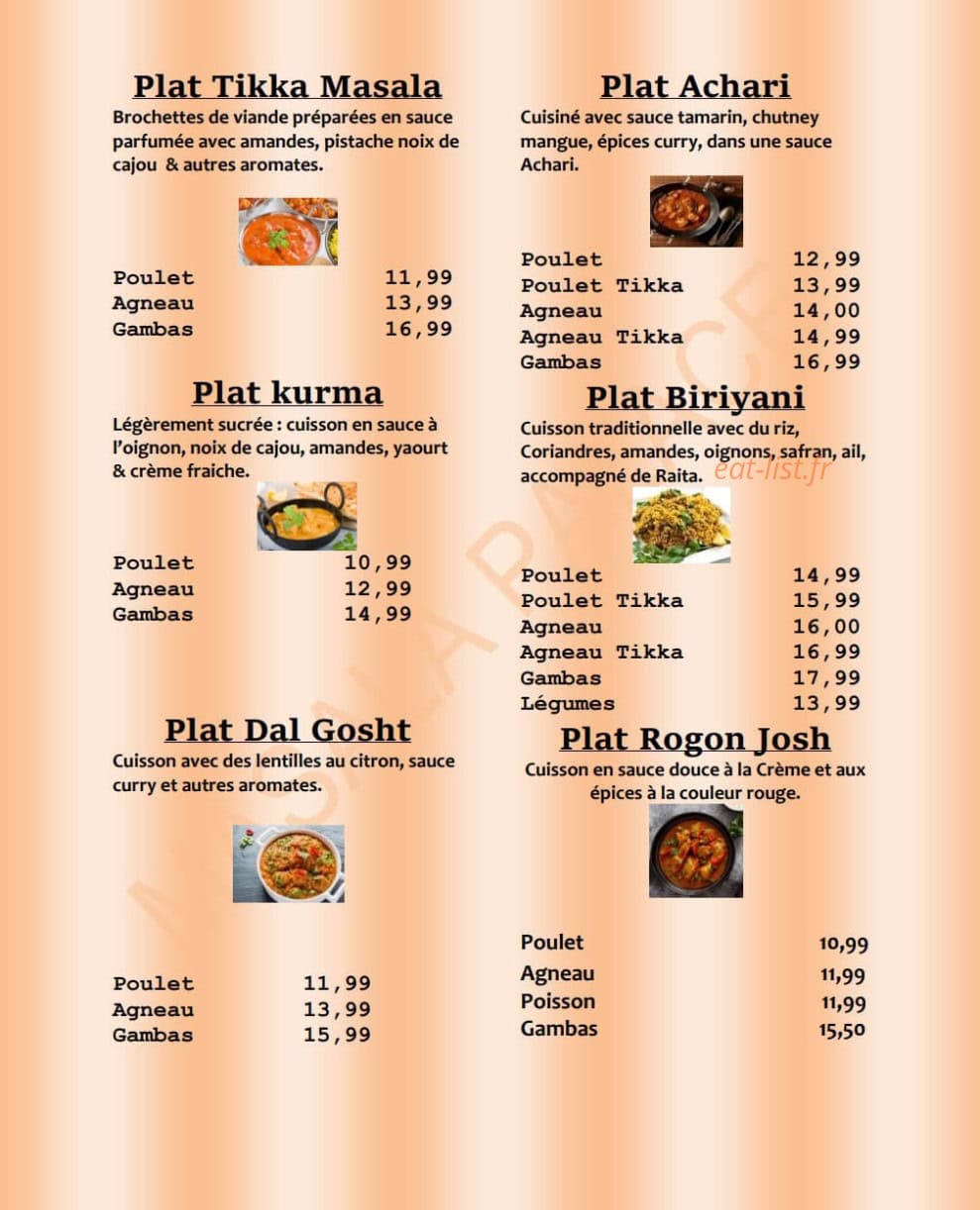 Masala Palace — carte page 2