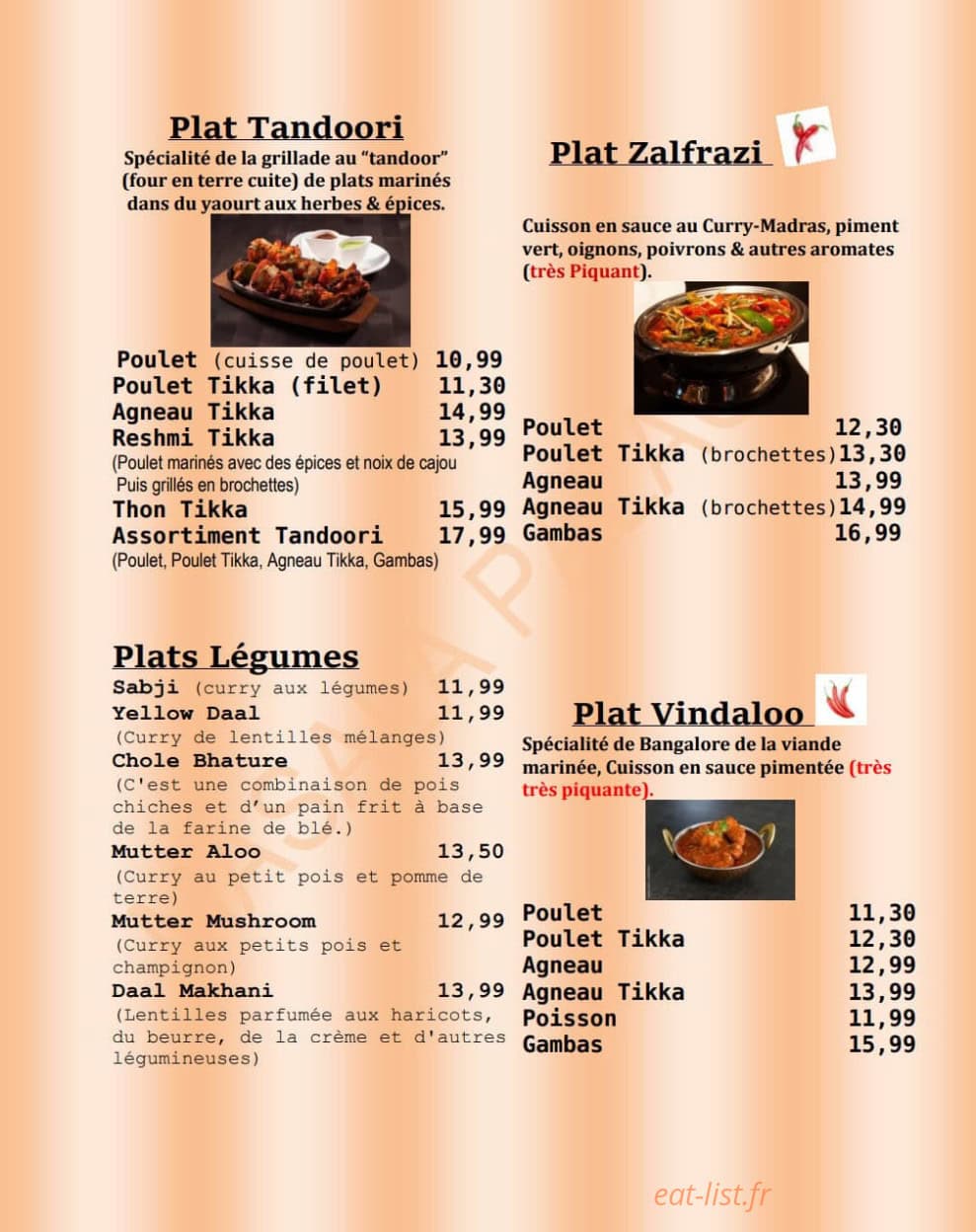 Masala Palace — carte page 3