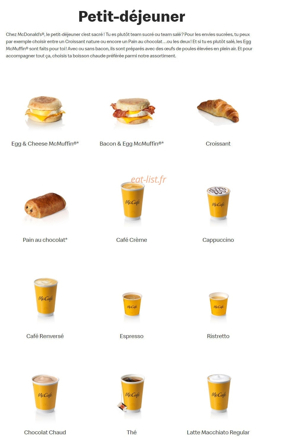 Mc Donald's — carte page 20