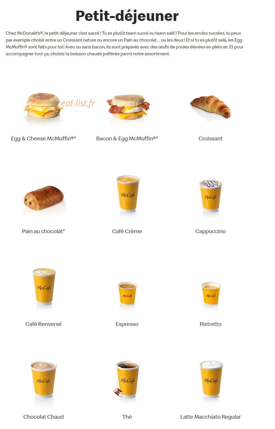 Mc Donald's — carte page 20