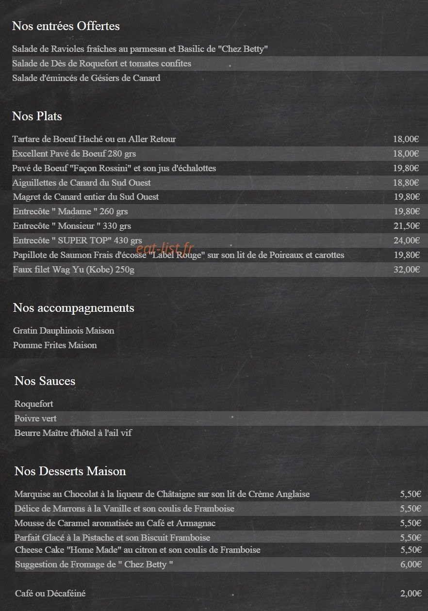 Meet the Meat — carte page 1