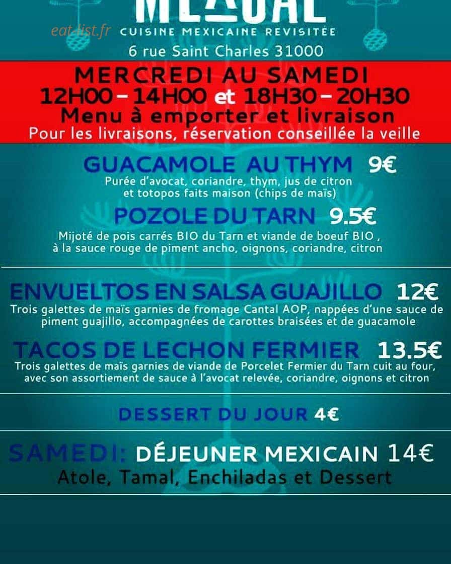 Mexcal — carte page 1
