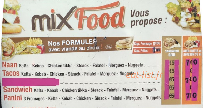 Mixfood — carte page 1