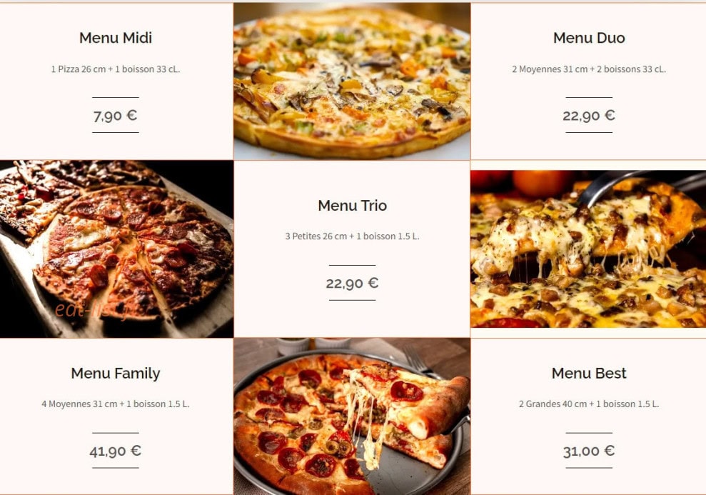 Mom's Pizza — carte page 1