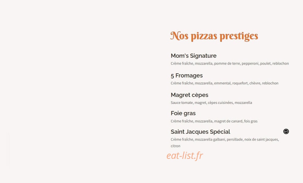 Mom's Pizza — carte page 5