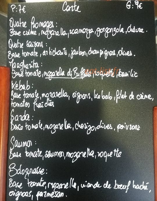 Mona Pizza — carte page 1