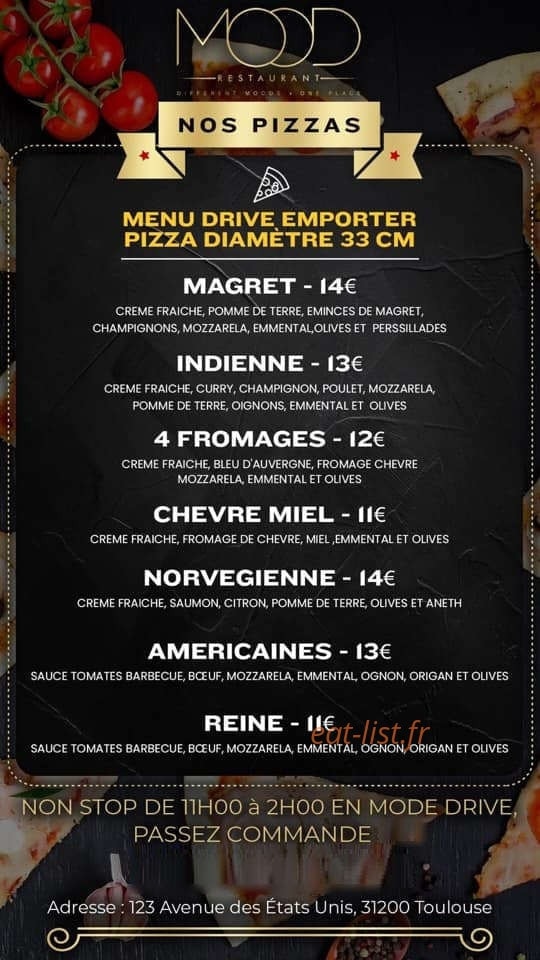 Mood retaurant — carte page 2