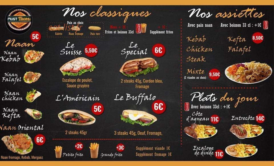 Must Tacos — carte page 1