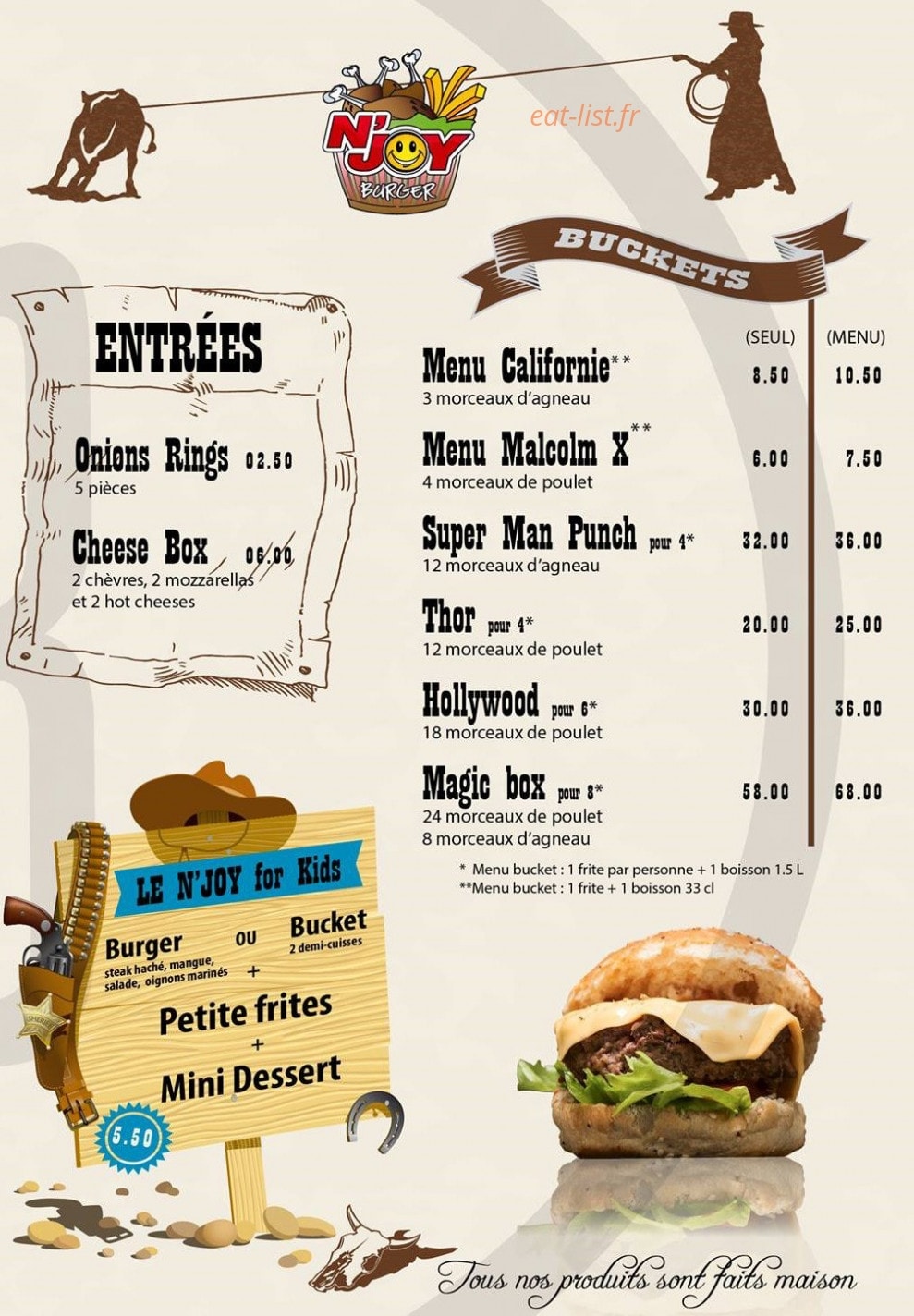 N'Joy Burger — carte page 2