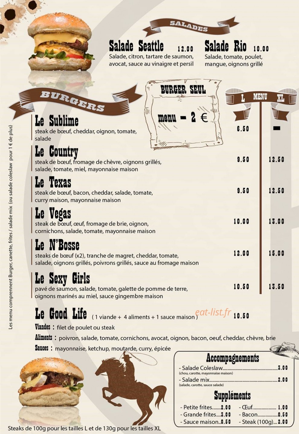 N'Joy Burger — carte page 1