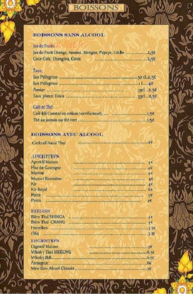 Narai Thai — carte page 12