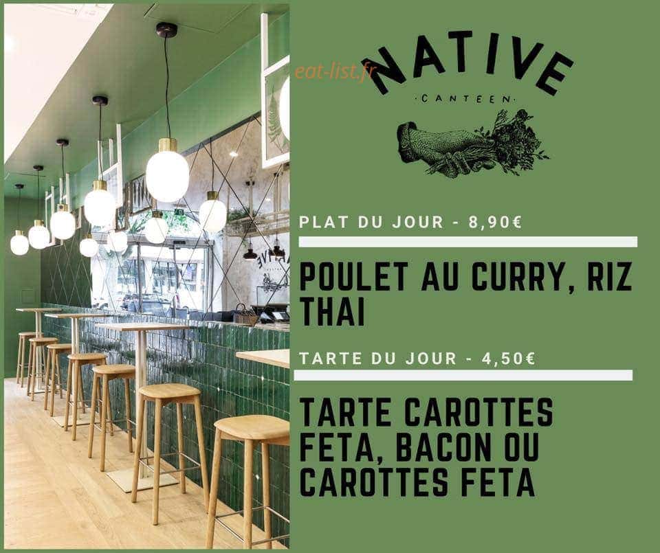Native Canteen — carte page 1