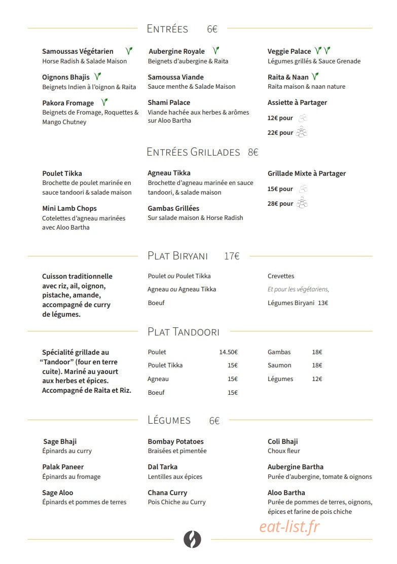 New Delhi Palace — carte page 2