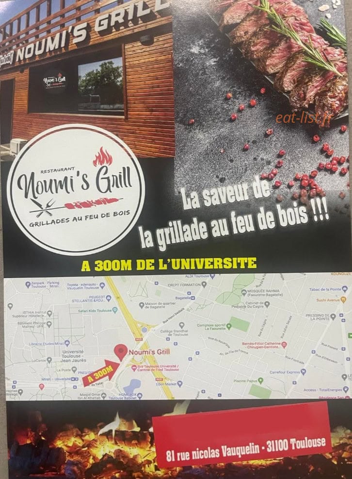 Noumi's Grill — carte page 1