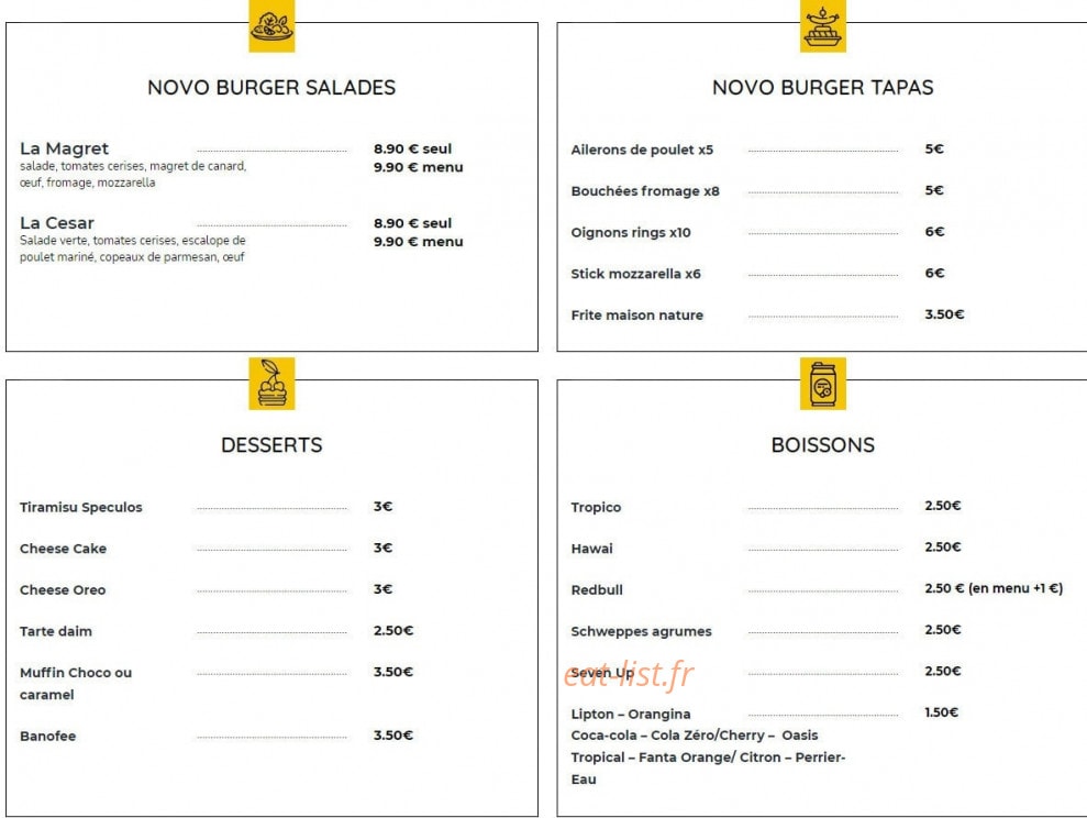 Novo Burger — carte page 3