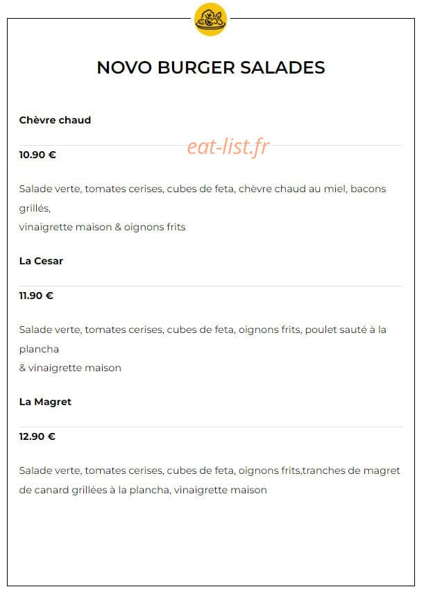 Novo Burger — carte page 7