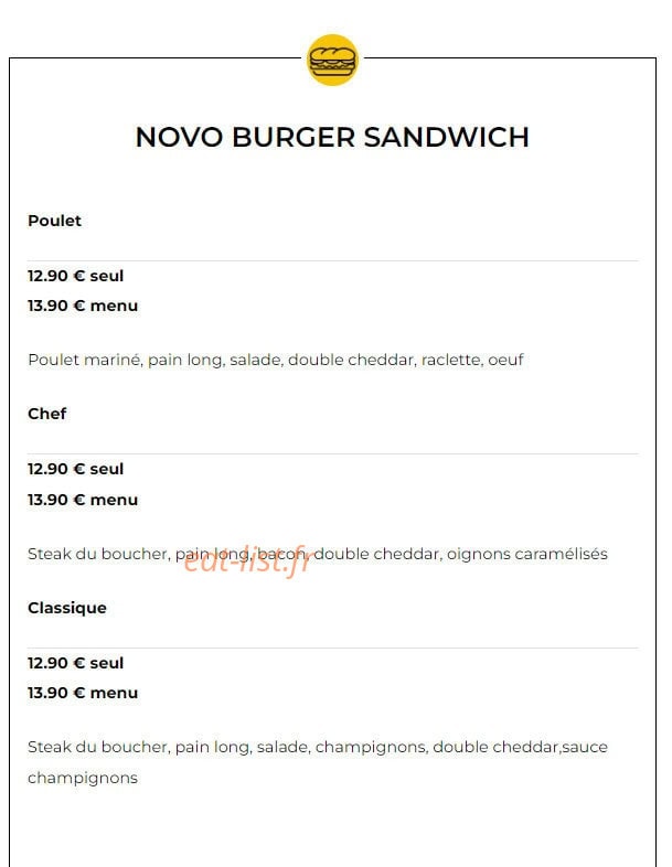 Novo Burger — carte page 6