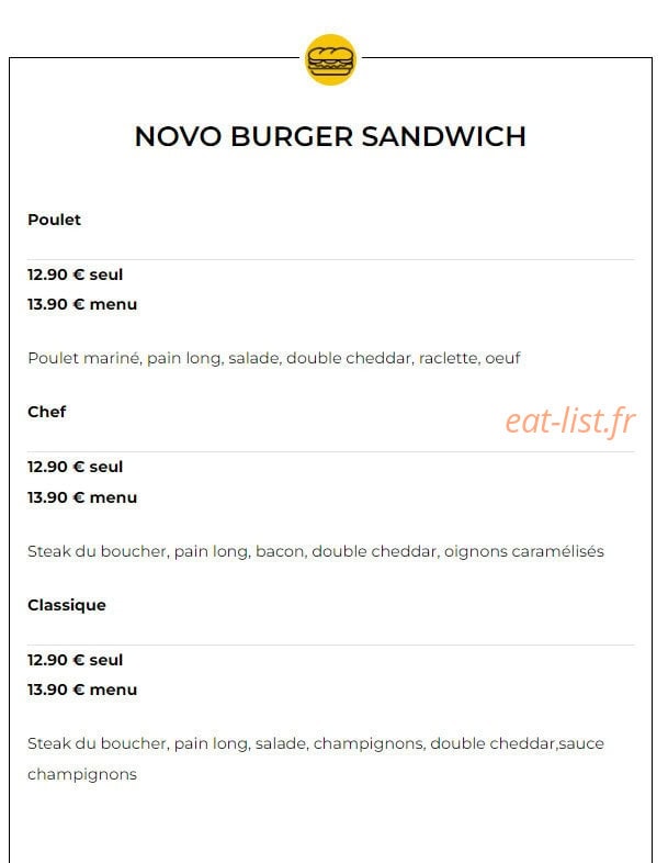 Novo Burger — carte page 6