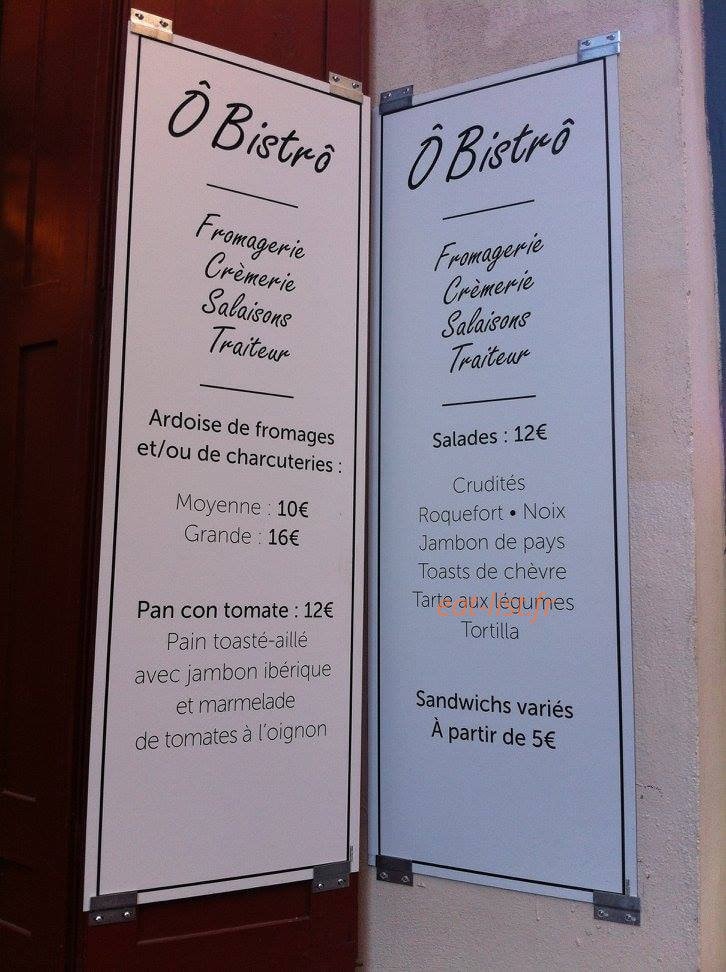 O Bistro — carte page 1
