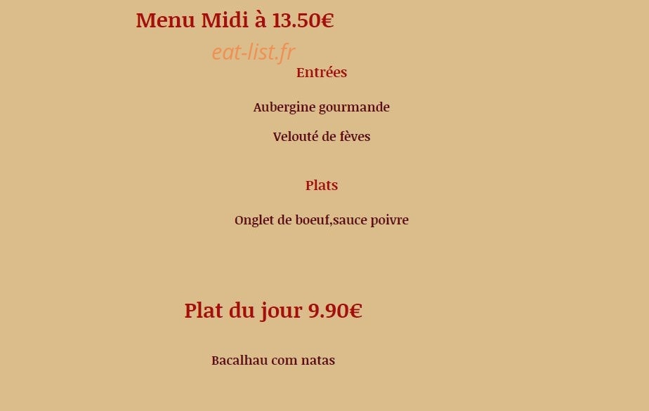 ô Saveurs Dorées — carte page 1