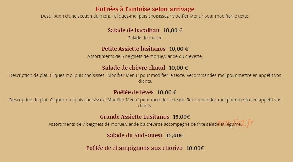 ô Saveurs Dorées — carte page 2