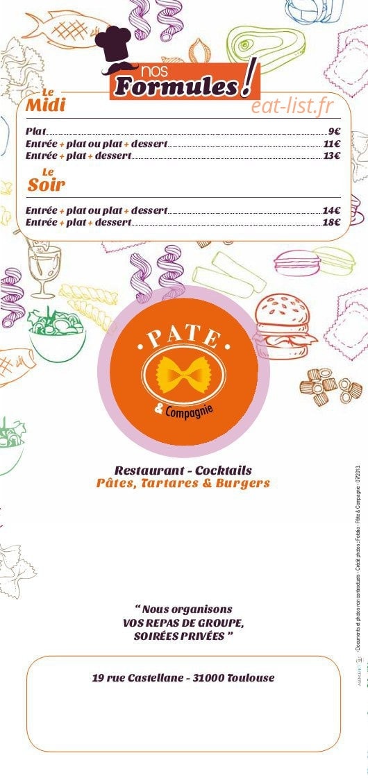 Pâte et Compagnie — carte page 6