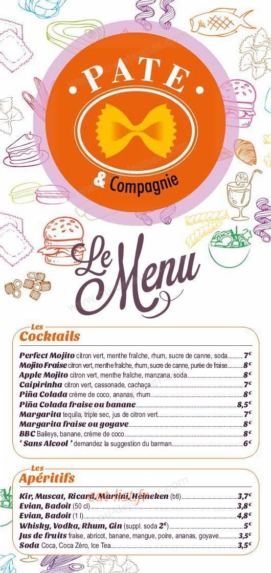 Pâte et Compagnie — carte page 1