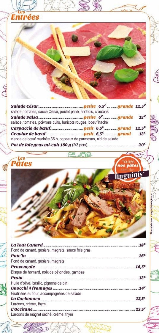 Pâte et Compagnie — carte page 2
