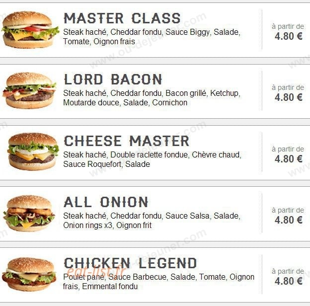 Pimp My Burger — carte page 1