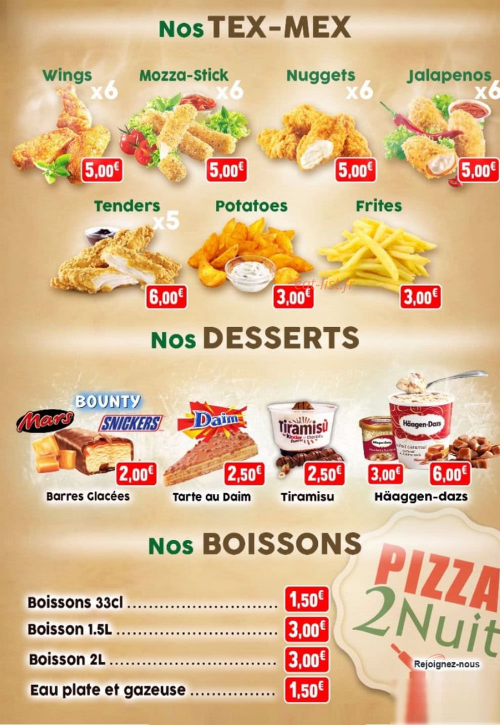 Pizza 2 nuit — carte page 4