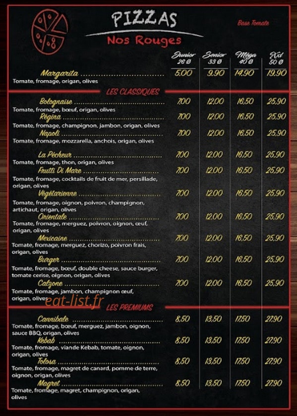 Pizza Avenue — carte page 1