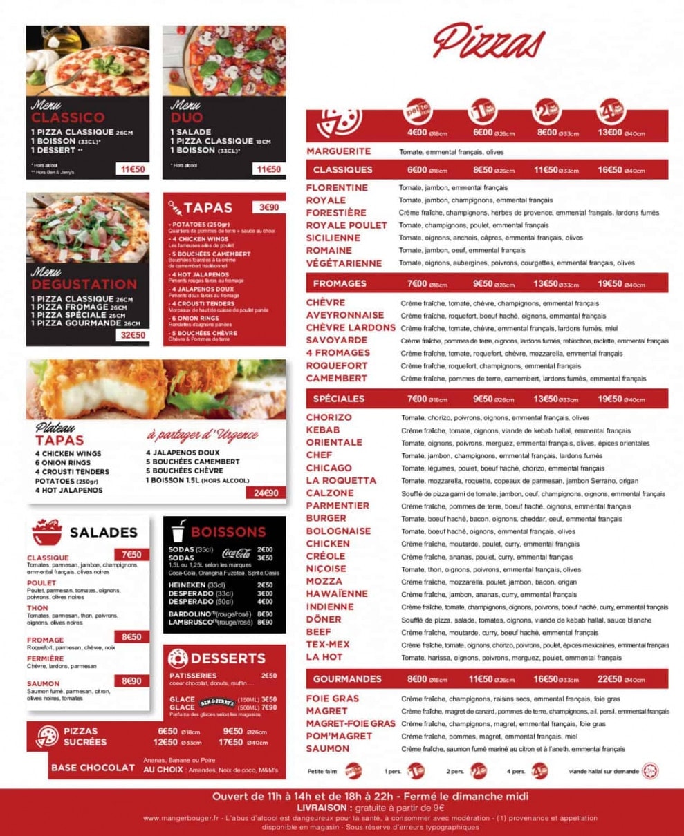 Pizza Bonici — carte page 1
