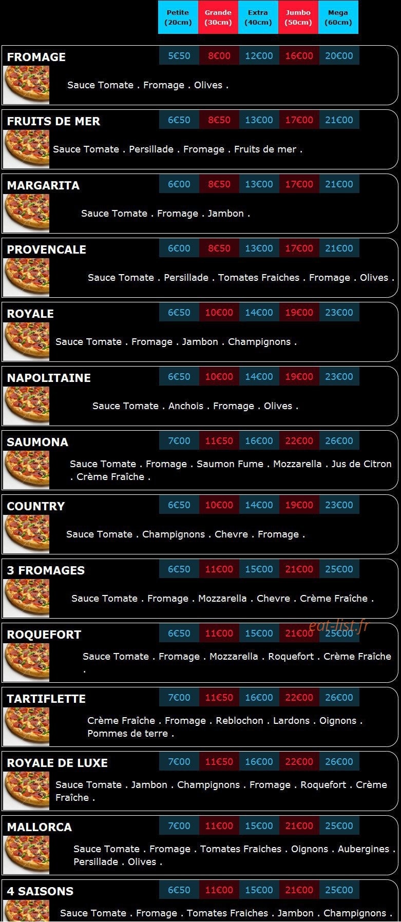 Pizza Cap — carte page 1
