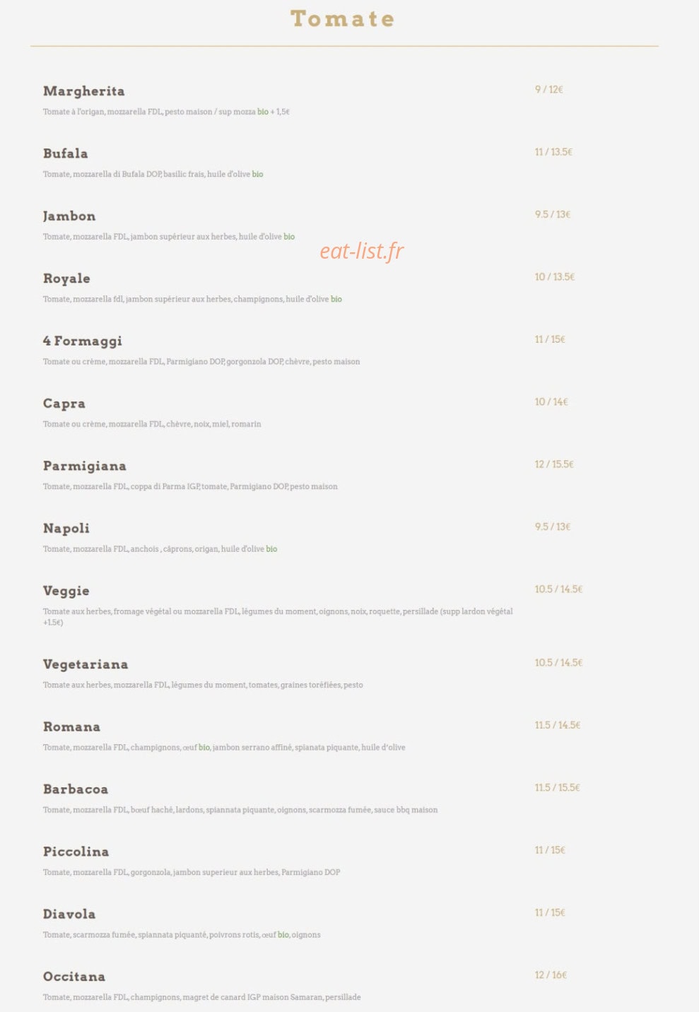 Pizza Felix — carte page 1