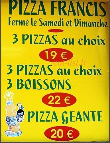 Pizza Francis — carte page 2