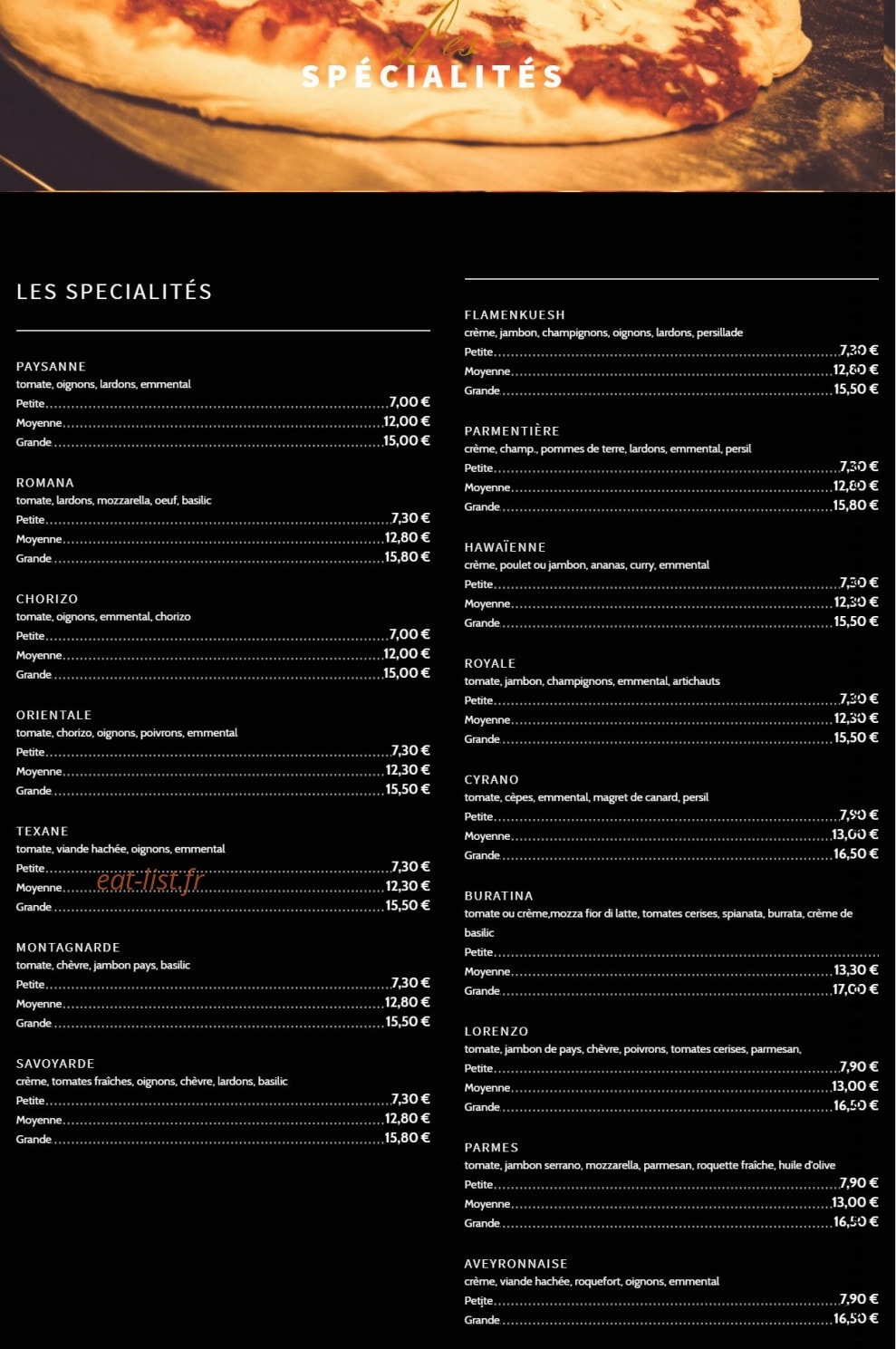 Pizza Lopez — carte page 2