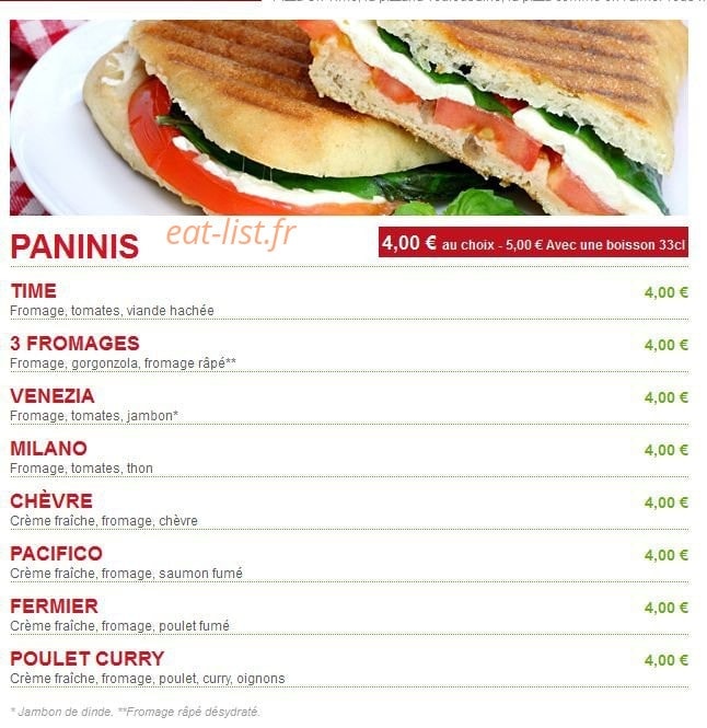 Pizza On Time — carte page 2