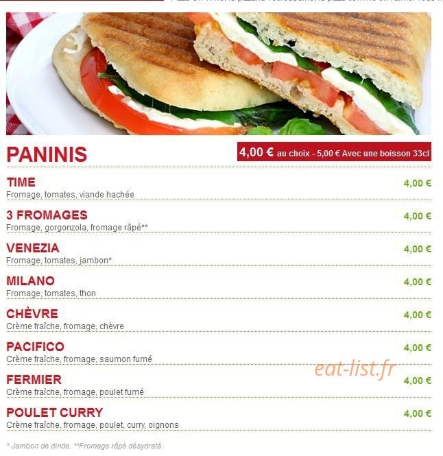 Pizza On Time — carte page 2