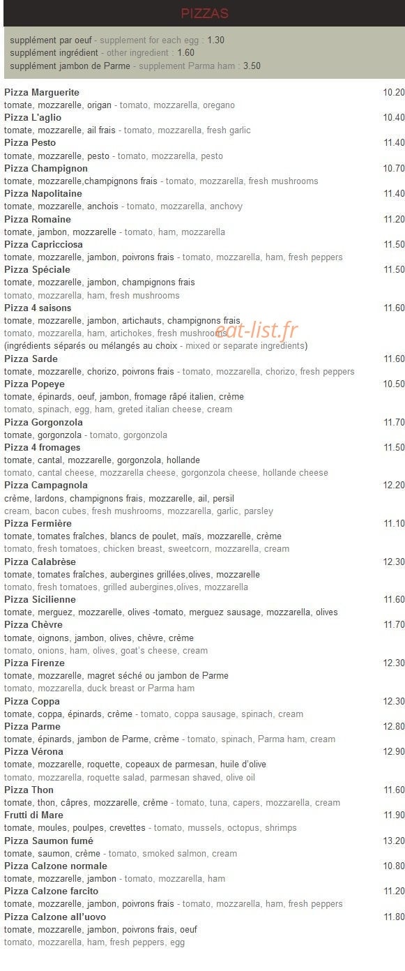 Pizzeria Bambino — carte page 5