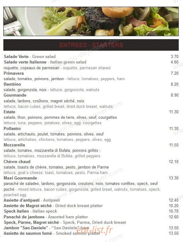 Pizzeria Bambino — carte page 2