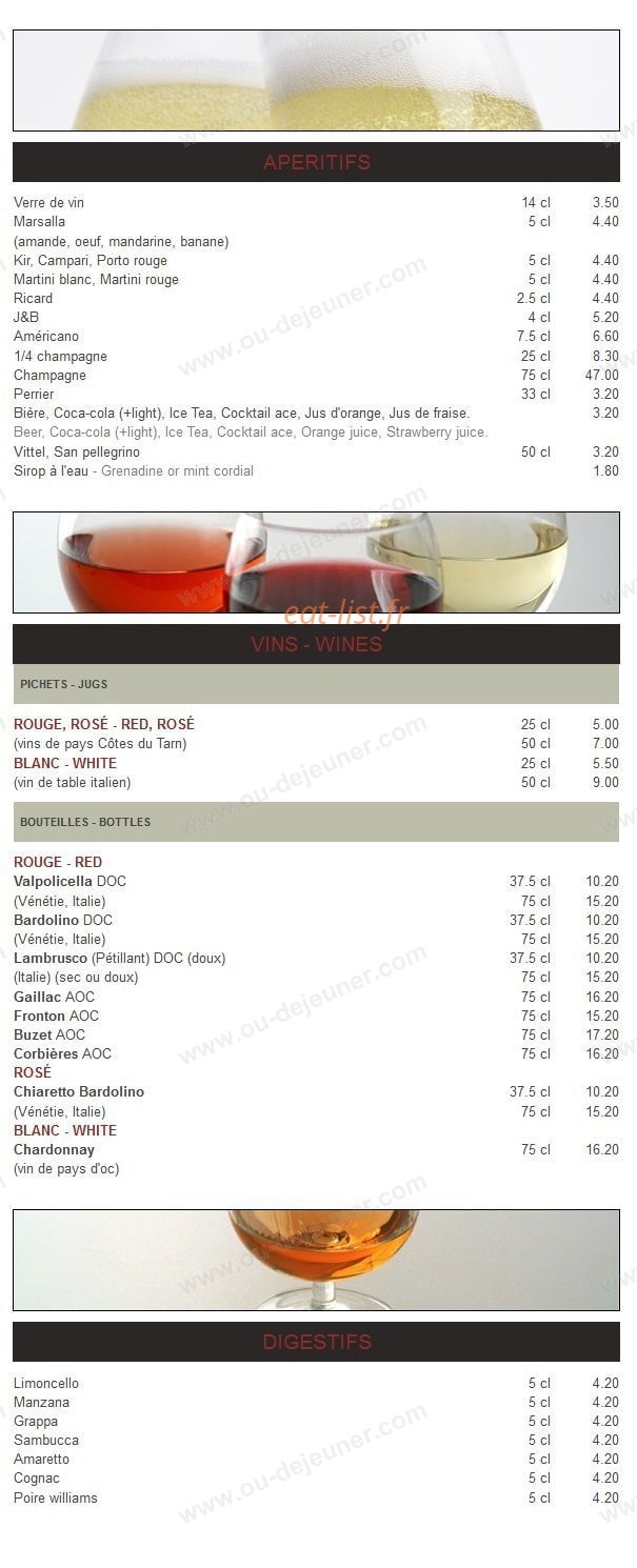 Pizzeria Bambino — carte page 1