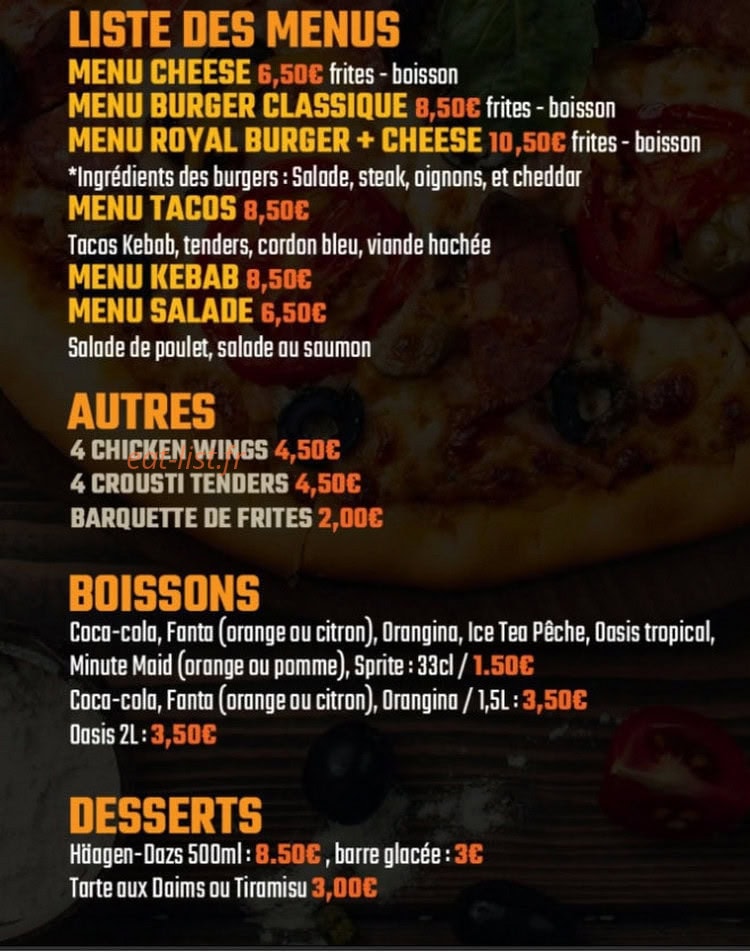 Carte et menu de Pizzeria O Plaisir à Toulouse — Les menus, boissons, ...