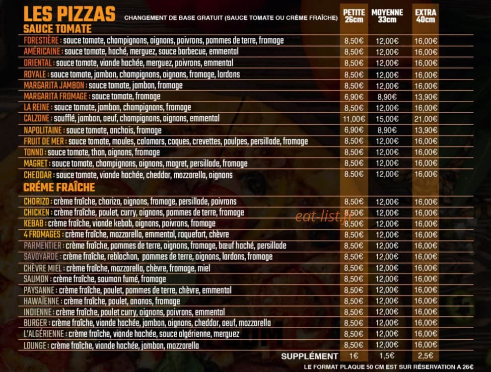 Carte et menu de Pizzeria O Plaisir à Toulouse — Les pizzas