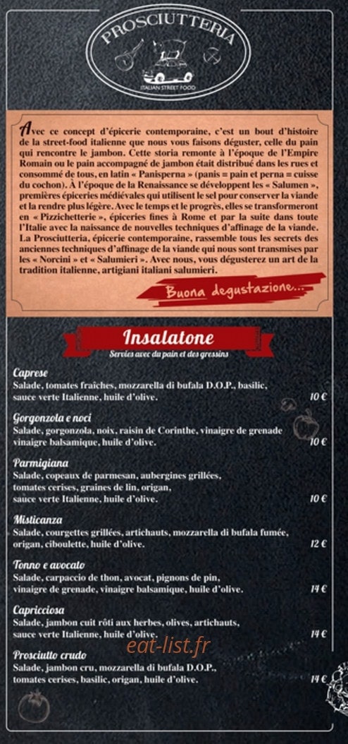 Prosciutteria — carte page 1